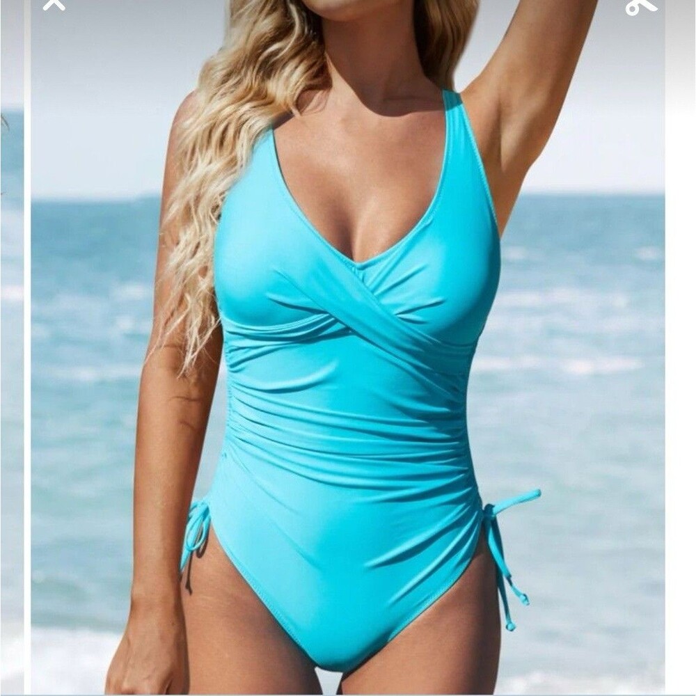 NWT Beachsissi One Piece Swim Suit Twist Front Drawstring Side Size Medium